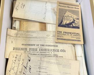 19th Century Insurance, Bank Forms and Paperwork