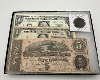 1848 Braided Hair Large Cent and US Currency