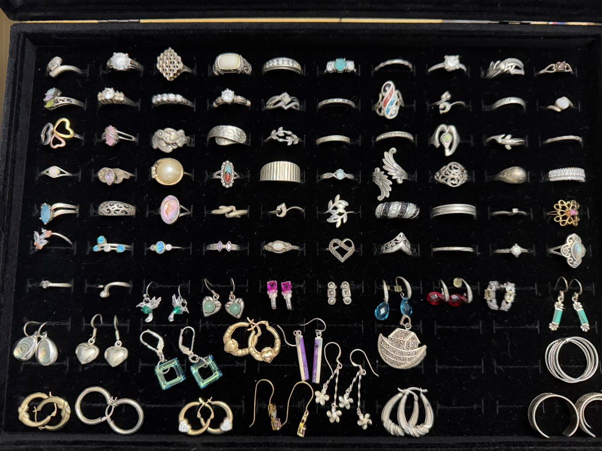 Sterling silver rings and earrings, $6 each/per pair