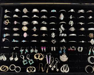 Sterling silver rings and earrings, $6 each/per pair