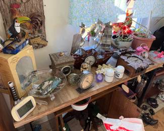 Clocks $5-10 each, console table $40