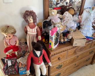 Dolls $5-10 each, dressers $50