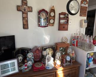 Clocks $5-10 each, Pepsi bottles $2 each 