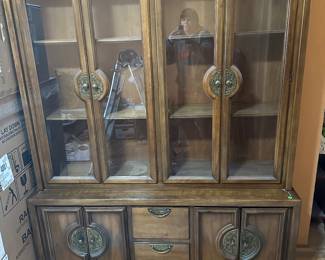 Nice heavy vintage lighted china hutch