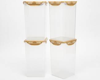 LocknLock 4 piece Tall Canister Storage Set, Red