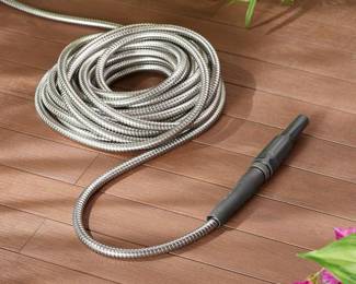 Bernini 50 Ft No-Kink Metal Garden Hose Lite With Easy Grip, Navy Blue