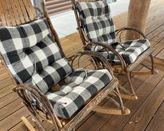 Tree limb style rocking chairs with cushions 