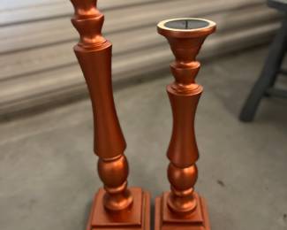 Copper color painted candlesticks