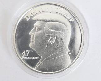 1 Ounce .999 Fine Silver "Trump 47th President" Round Gem Condition