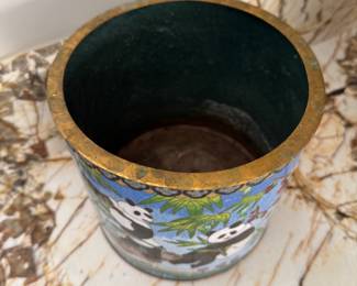 Panda Bear Enameled Cachepot. Photo 2 of 2.