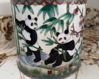 Panda Bear Enameled Cachepot. Photo 1 of 2.