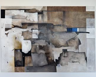 Abstract Oil on Canvas. Signed by Artist, Serrato. 2009. Measures 45" W x 32" H. Photo 1 of 2.