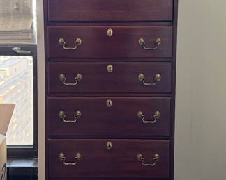 Link-Taylor Solid Mahogany Lingerie & Jewelry Chest of Drawers. Measures 24" x 15" x 56" H. Photo 1 of 4.