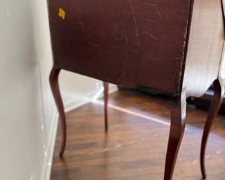 Vintage French Louis XV Style Drop-Down Walnut Writing Desk with Cabriole Legs. Measures 29" W x 17" D x 38" H. Photo 5 of 6.