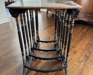 Set of 4 Chinese Lacquered Chinoiserie Nesting Tables. The Largest Measures 20" W x 12" D x 28" H. Photo 3 of 6.