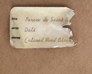 From the Divine Comedy Suite. Paradiso: Canto 33 "Saint Bernard's Prayer To the Virgin," Colored Wood Block. Signed and Numbered by Artist, Salvador Dali. Measures 10" x 12." Photo 5 of 5.