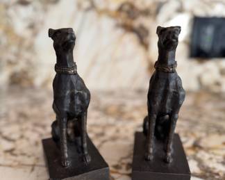 Pair of Bronze Whippet Figurines. Photo 2 of 2.