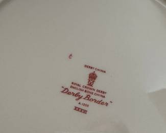 Royal Crown Derby "Derby Border" China Set. 96 Pieces Set of 12 Each: Dinner, Dinner, Soup, Salad, Bread & Butter, Cup & Saucer, Demi-Tasse & Saucer. Photo 2 of 2.