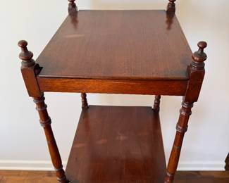 Classic English-Style, Mahogany Etagere on Casters. Measures 18" x 15" x 52" H. Photo 2 of 3.
