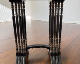 Set of 4 Chinese Lacquered Chinoiserie Nesting Tables. The Largest Measures 20" W x 12" D x 28" H. Photo 5 of 6.