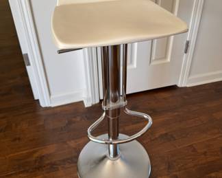 Pair of Mid-Century Adjustable Chrome Counter Stools.