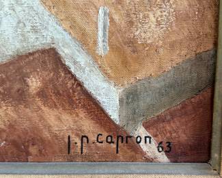 Oil on Canvas signed By Artist, Jean-Pierre Capron. 1963. Measures 24" x 29". Photo 2 of 2.