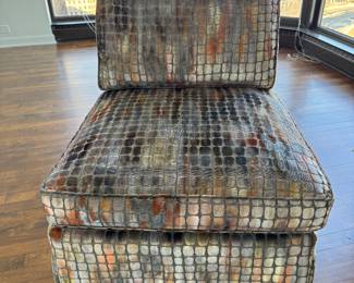 Pair of Custom Upholstered Slipper Chairs. Each Measures 24" W x 32" D. Photo 1 of 3.