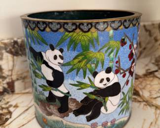 Panda Bear Enameled Cachepot. Photo 1 of 2.