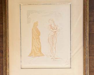 From the Divine Comedy Suite. Reassurance (Inferno – Canto 2) Colored Wood Block. Signed and Numbered by Artist, Salvador Dali. Measures 10" x 12". Photo 1 of 4.