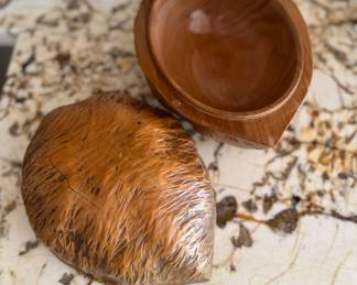 Italian Hand-Carved Walnut Bowl. Photo 2 of 3.