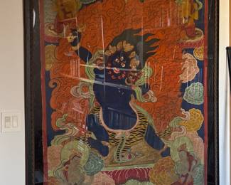 Impressive Large Scale Portrait of Yamantaka, The Destroyer of Death on Silk. Measures 49" W x 63" H NOT INCLUDING FRAME!