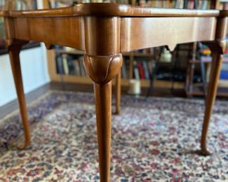 Queen Anne-Style Two-Drawer Game Table with Pad Feet. Measures 32" x 32" x 29.5" H with 24" Clearance. Photo 5 of 6.