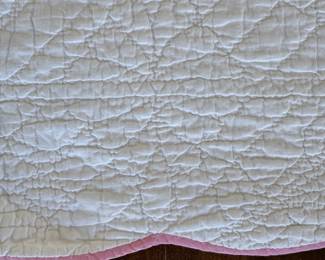 Pair of Vintage Hand-Made Quits. Each Measures 74" x 87". Photo 4 of 4.