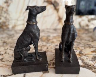 Pair of Bronze Whippet Figurines. Photo 1 of 2.