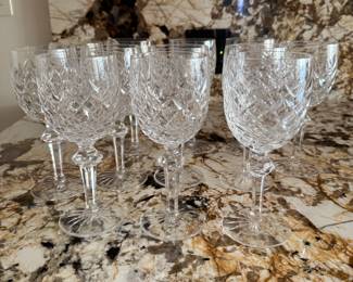 Waterford Crystal Powerscourt Pattern Hock Wine Glasses. Set of 12. Each Measures 7.5" H.