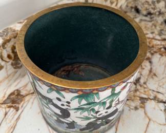 Panda Bear Enameled Cachepot. Photo 2 of 2.