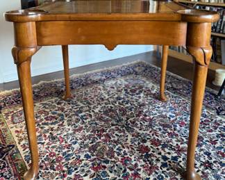 Queen Anne-Style Two-Drawer Game Table with Pad Feet. Measures 32" x 32" x 29.5" H with 24" Clearance. Photo 1 of 6.