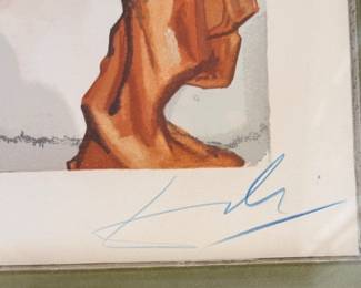 From the Divine Comedy Suite. Paradiso: Canto 33 "Saint Bernard's Prayer To the Virgin," Colored Wood Block. Signed and Numbered by Artist, Salvador Dali. Measures 10" x 12." Photo 3 of 5.