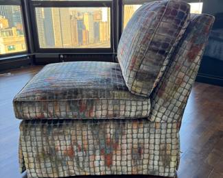 Pair of Custom Upholstered Slipper Chairs. Each Measures 24" W x 32" D. Photo 2 of 3.