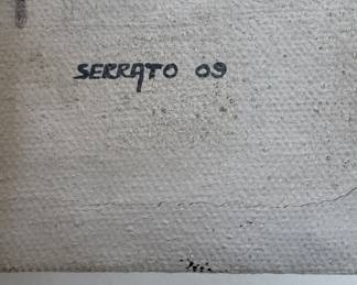 Abstract Oil on Canvas. Signed by Artist, Serrato. 2009. Measures 45" W x 32" H. Photo 2 of 2.