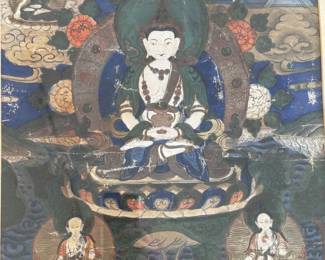 Vintage Tibetan Buddhist Painting. Photo 2 of 4.