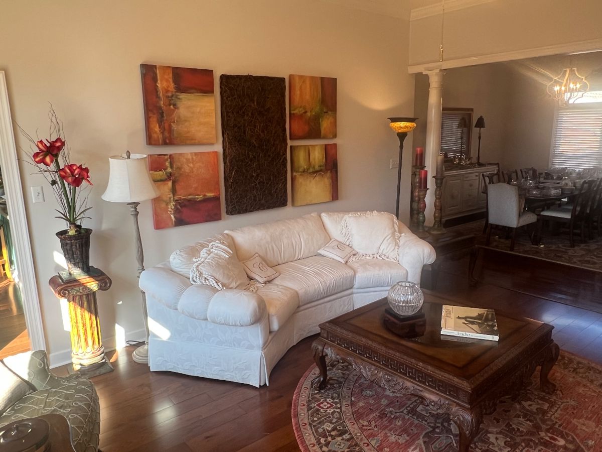 Large white curved sofa 