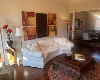 Large white curved sofa 