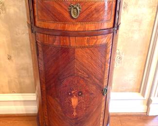 Louis XV1 style marble top pedestal chest