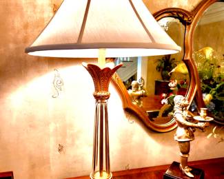 Pair crystal/gold lamps