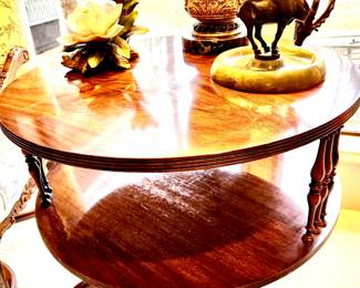 Vintage burl wood 2 tier table