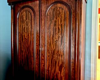 19th Century flame mahogany wardrobe