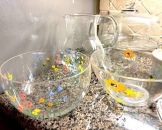 Floral glass bowls