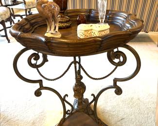 Iron base scallop edge accent table