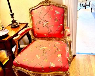 Fabulous pair carved Louis XV style arm chairs
